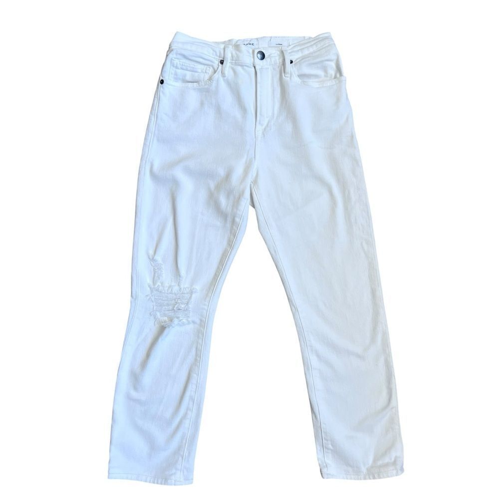 FRAME Le Beau White Distressed Jeans 
Size 25